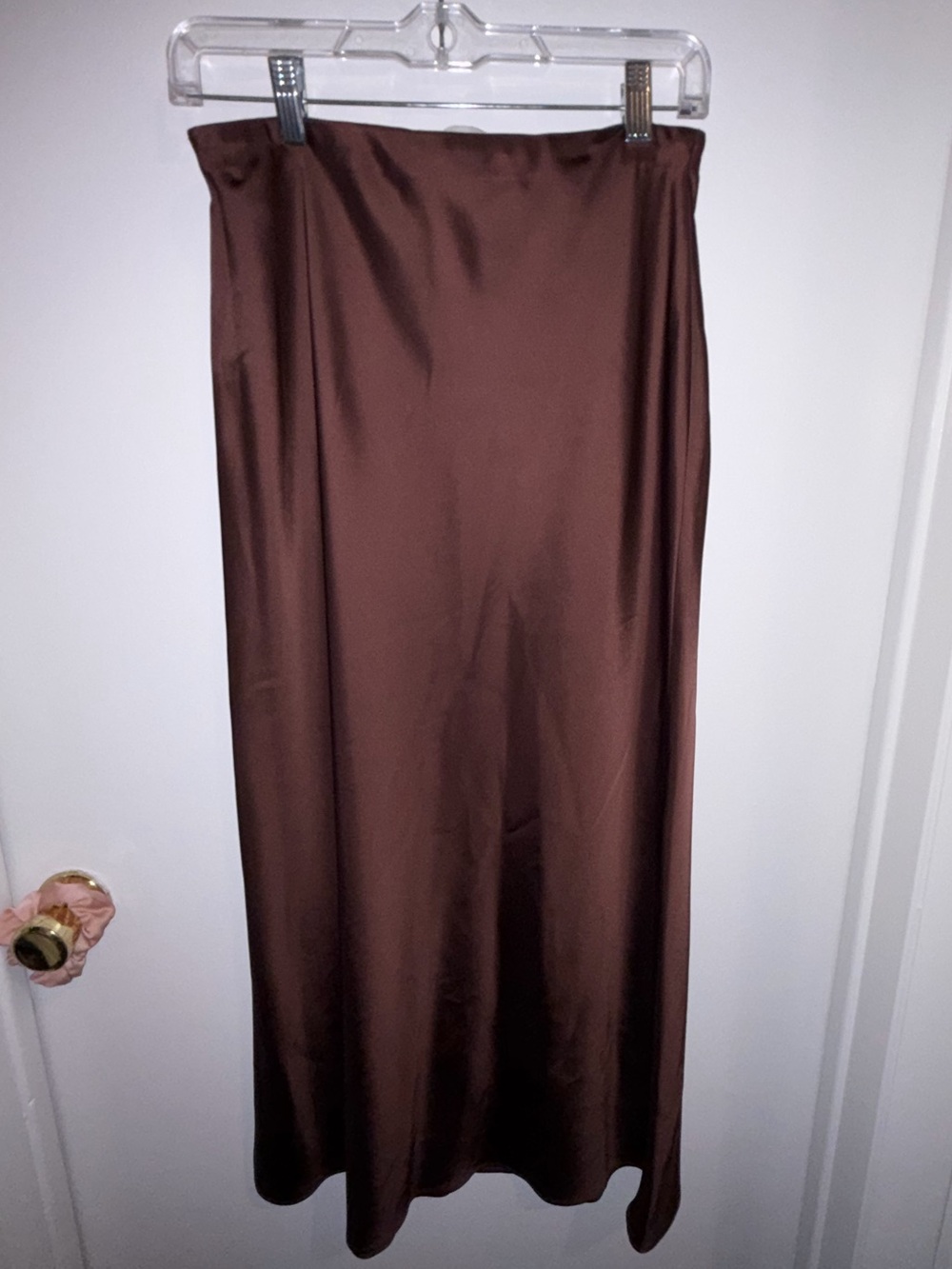 Abercrombie & Fitch Chocolate Brown Satin Midi Slip Skirt